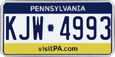 PA license plate KJW4993
