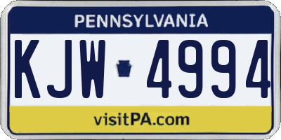 PA license plate KJW4994