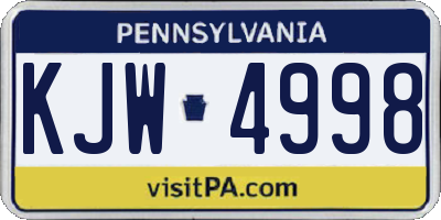 PA license plate KJW4998