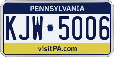 PA license plate KJW5006