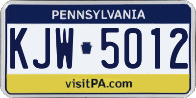 PA license plate KJW5012