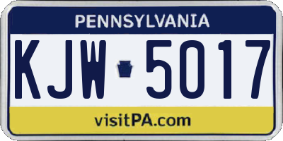 PA license plate KJW5017