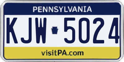 PA license plate KJW5024