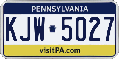 PA license plate KJW5027