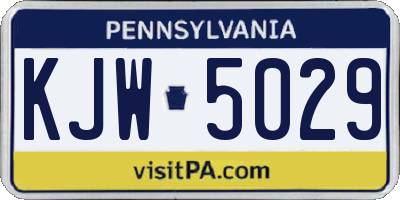 PA license plate KJW5029