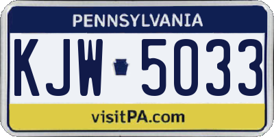 PA license plate KJW5033