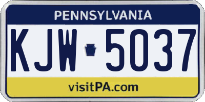 PA license plate KJW5037