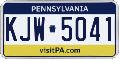 PA license plate KJW5041