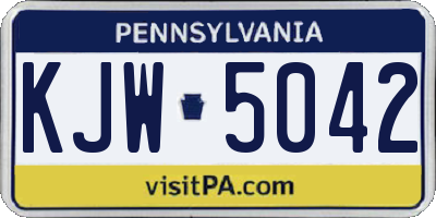 PA license plate KJW5042