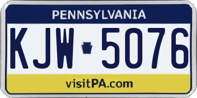 PA license plate KJW5076