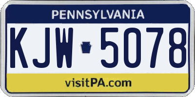 PA license plate KJW5078