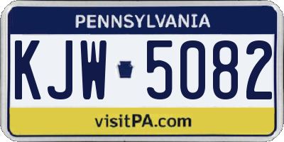 PA license plate KJW5082