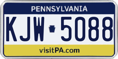 PA license plate KJW5088