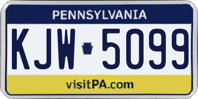 PA license plate KJW5099