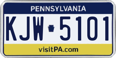 PA license plate KJW5101