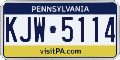 PA license plate KJW5114