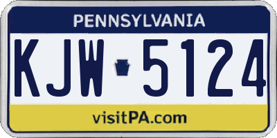 PA license plate KJW5124