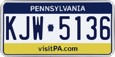 PA license plate KJW5136