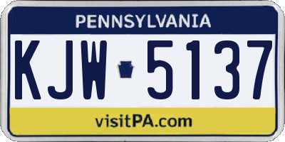 PA license plate KJW5137