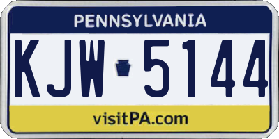 PA license plate KJW5144
