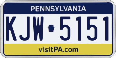 PA license plate KJW5151