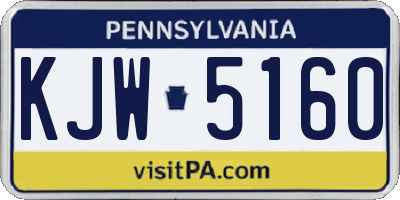 PA license plate KJW5160