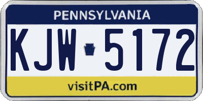 PA license plate KJW5172