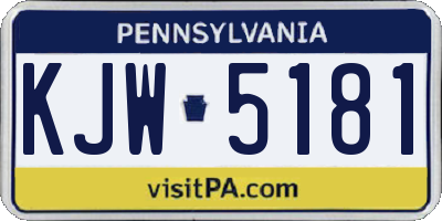 PA license plate KJW5181