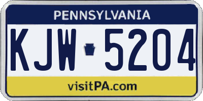 PA license plate KJW5204