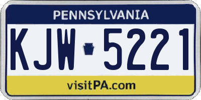 PA license plate KJW5221