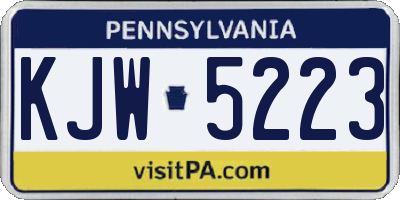 PA license plate KJW5223