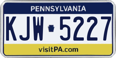 PA license plate KJW5227