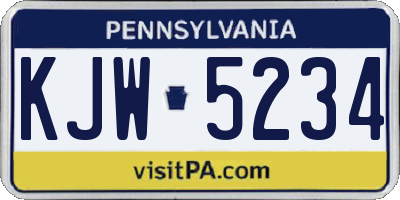 PA license plate KJW5234