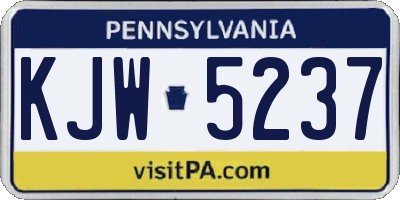 PA license plate KJW5237