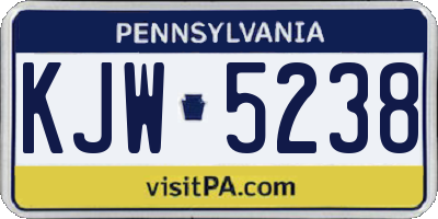 PA license plate KJW5238