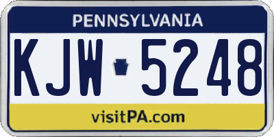 PA license plate KJW5248