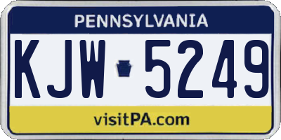 PA license plate KJW5249