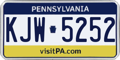 PA license plate KJW5252