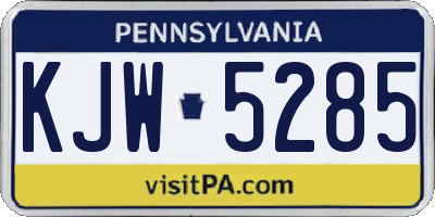 PA license plate KJW5285