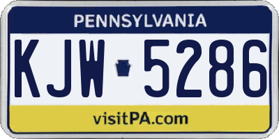 PA license plate KJW5286