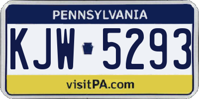PA license plate KJW5293