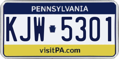 PA license plate KJW5301