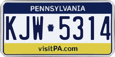 PA license plate KJW5314