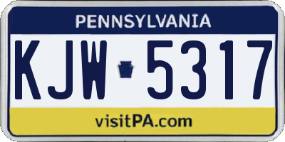PA license plate KJW5317