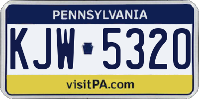 PA license plate KJW5320