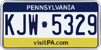 PA license plate KJW5329