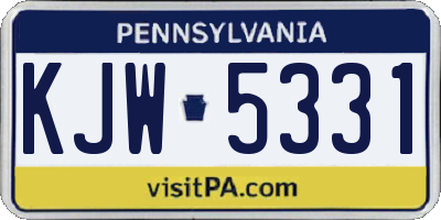 PA license plate KJW5331