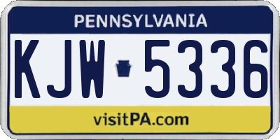 PA license plate KJW5336