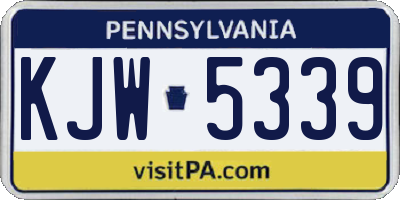 PA license plate KJW5339