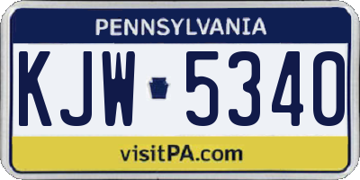 PA license plate KJW5340